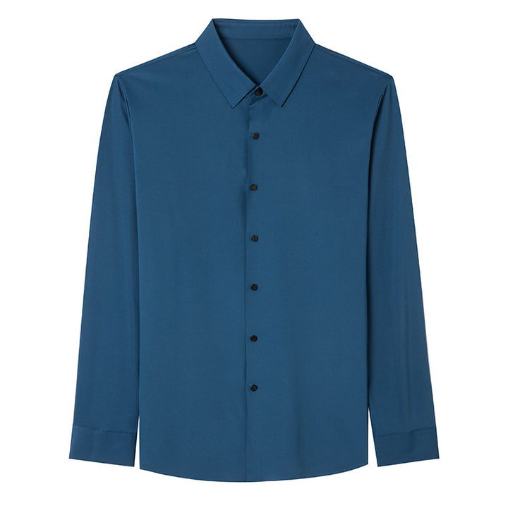 Herren elegantes Langarmhemd mit modernem Schnitt und hochwärtigem Kragen Aliams