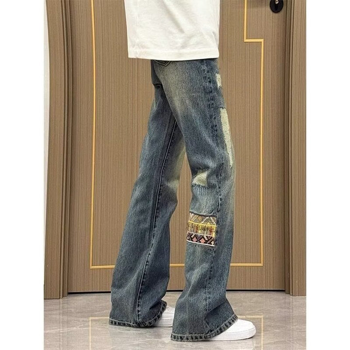 Herren trendige Jeans im lässigen Bootcut-Stil mit einzigartigen Applikationen Aliams