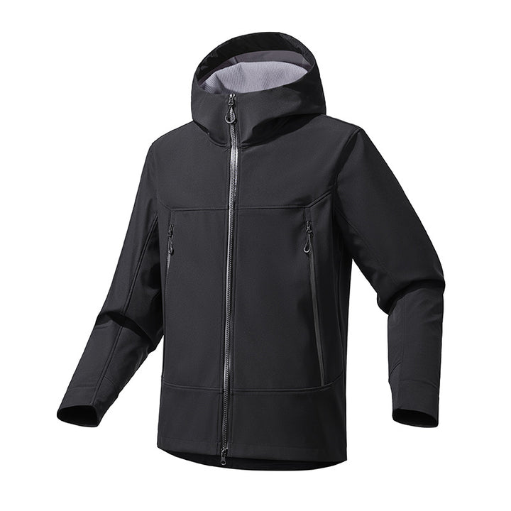 Herren technische Outdoor-Jacke mit wasserdichtem Material und verstellbarer Kapuze Aliams