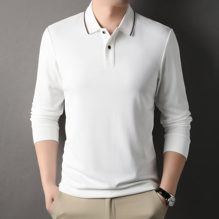 Herren elegantes Langarm-Polo mit modernem Kragen und stylischen Akzenten Aliams