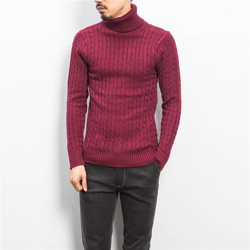Herren komfortabler Rollkragenpullover mit Zopfmuster Aliams