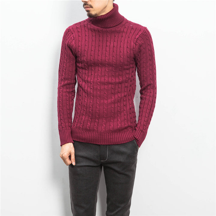 Herren komfortabler Rollkragenpullover mit Zopfmuster Aliams