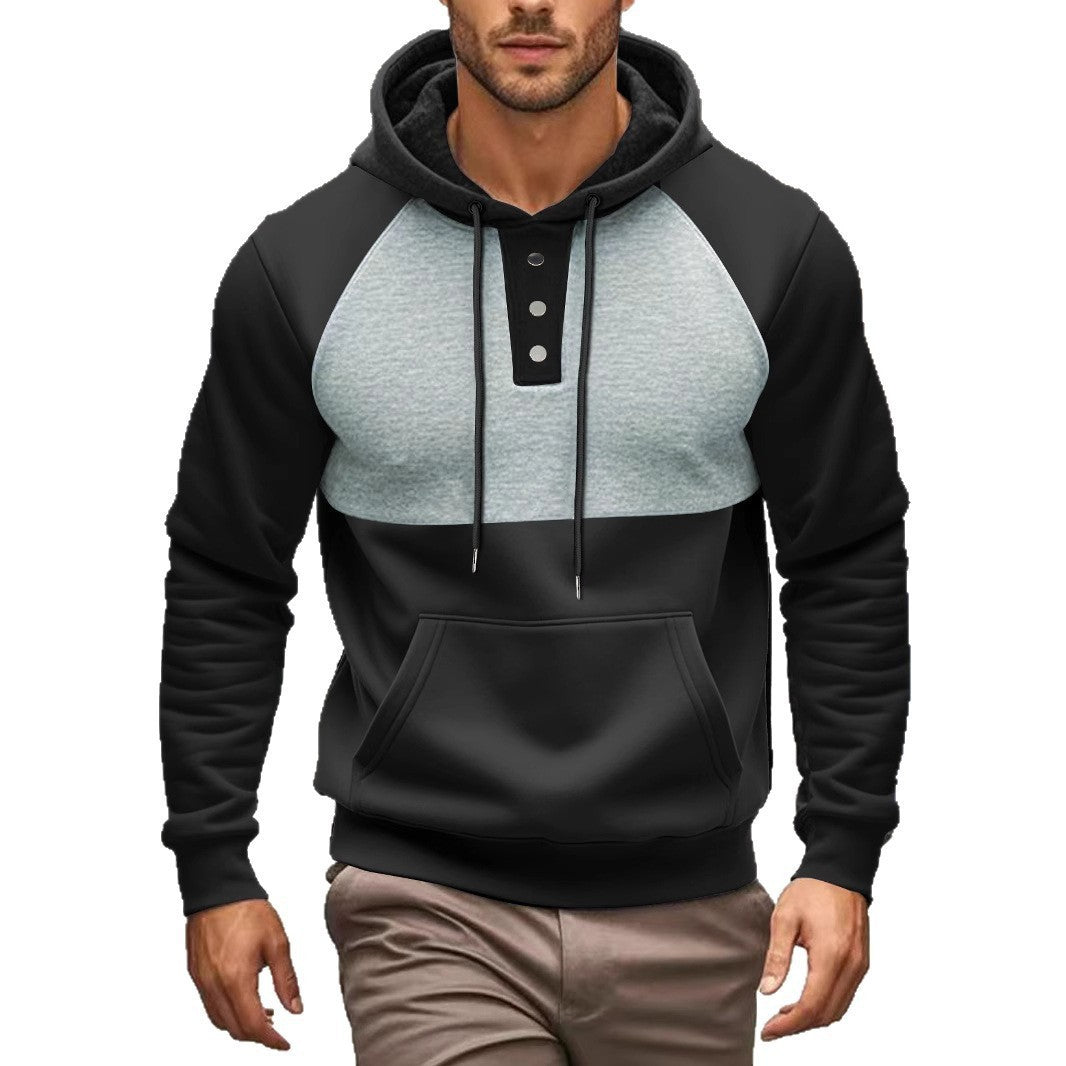 Herren Hoodie mit Knopfleiste und Kontrastdetails Aliams