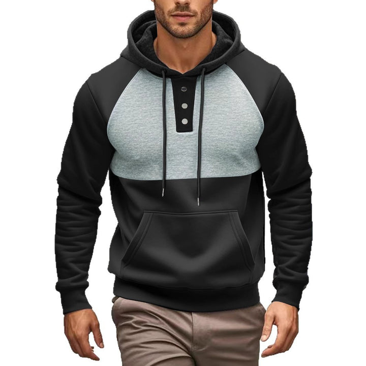 Herren Hoodie mit Knopfleiste und Kontrastdetails Aliams