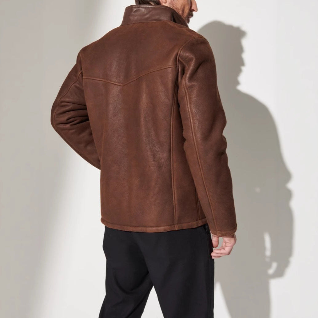 Herren hochwertige Lederjacke mit elegantem Steppdesign Aliams