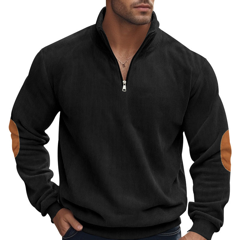 Herren Pullover mit halbem Reißverschluss und strukturiertem Design Aliams