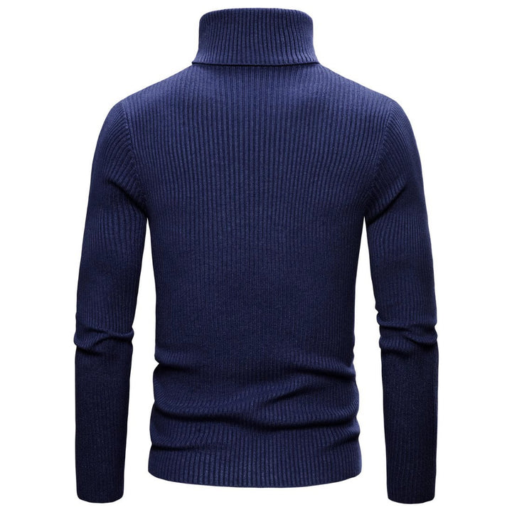 Herren Ripp-Strickpullover mit hohem Kragen und körpernahem Schnitt Aliams