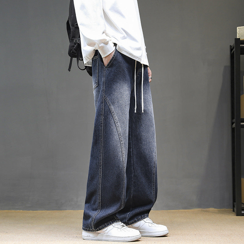 Herren Weitgeschnittene Jeanshose mit elastischem Bund und modernem Design Aliams