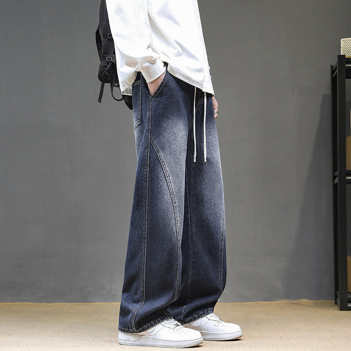 Herren Weitgeschnittene Jeanshose mit elastischem Bund und modernem Design Aliams