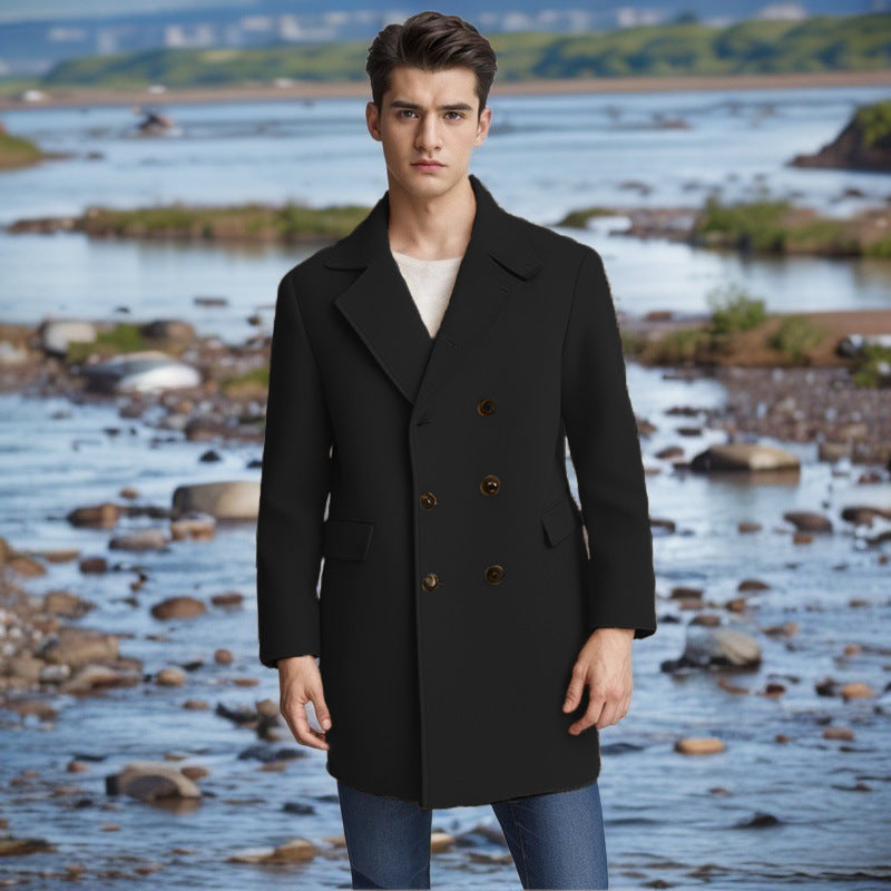 Herren eleganter Doppelt-geknöpfter Wollmantel Aliams
