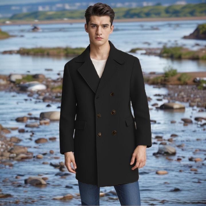 Herren eleganter Doppelt-geknöpfter Wollmantel Aliams