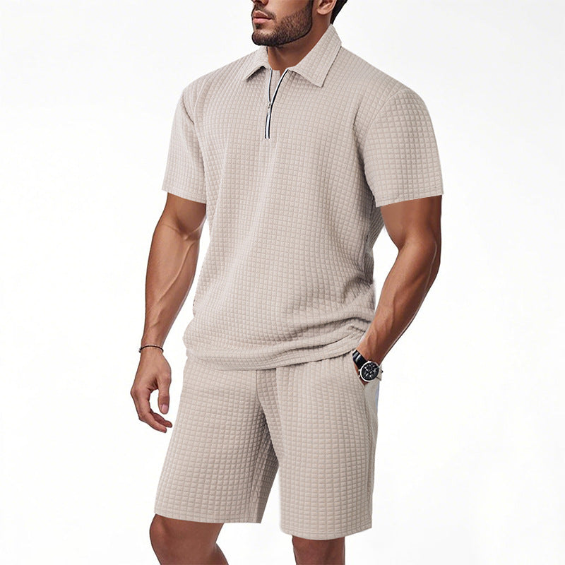 Herren Sportliches Set aus strukturiertem Material mit kurzer Reißverschlussblende und elastischem Bund Aliams