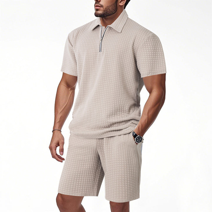 Herren Sportliches Set aus strukturiertem Material mit kurzer Reißverschlussblende und elastischem Bund Aliams