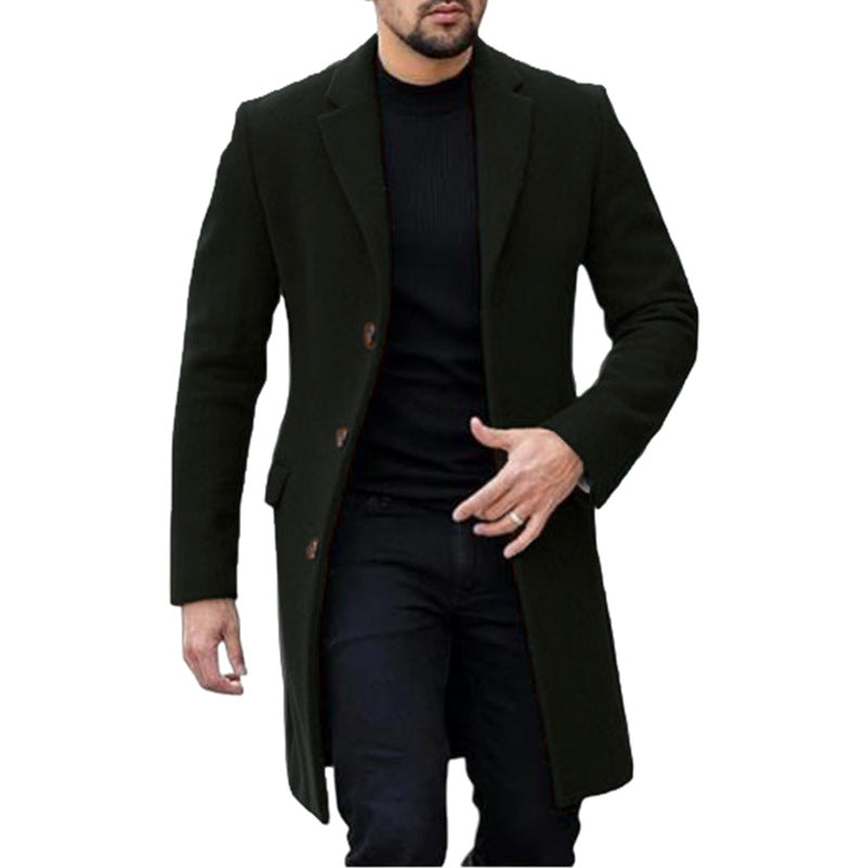 Herren eleganter Wollmantel mit modernem Schnitt und praktischen Taschen Aliams