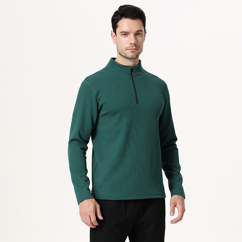 Herren Langarm Funktionsshirt mit kurzer Reißverschlussöffnung Aliams