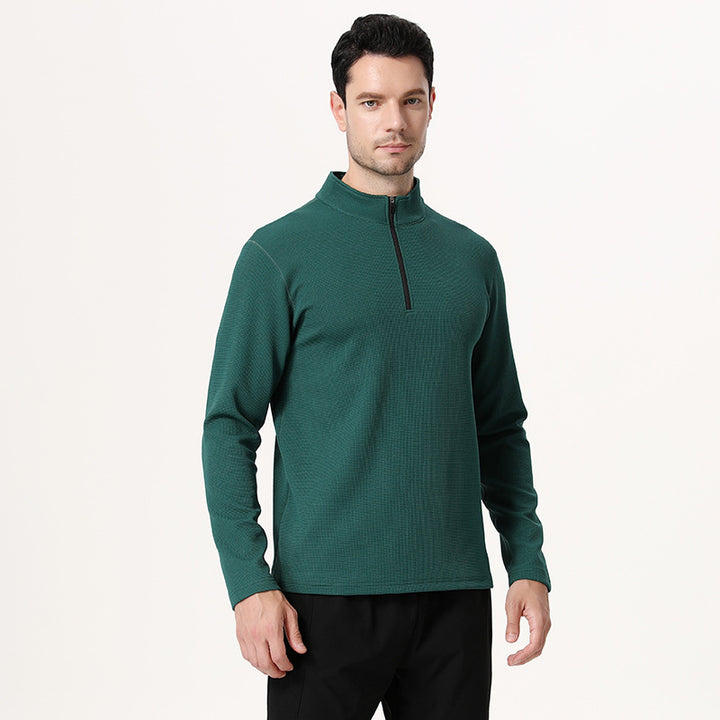 Herren Langarm Funktionsshirt mit kurzer Reißverschlussöffnung Aliams