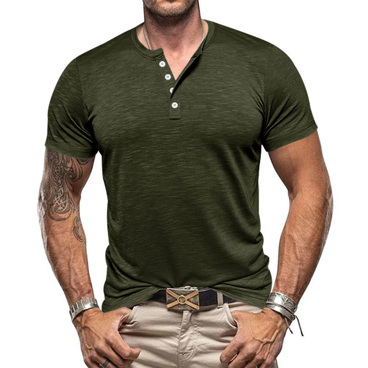 Herren stilvolles Kurzarm-Henley-Shirt mit strukturiertem Stoff Aliams