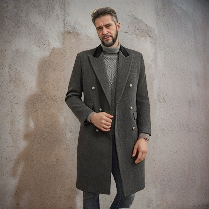 Herren eleganter Longblazer mit Doppelreihe Aliams