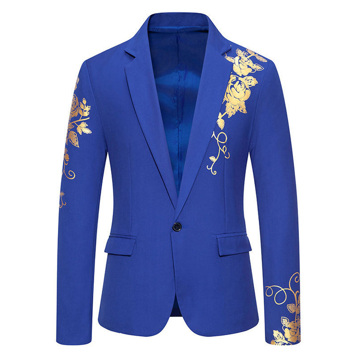 Herren eleganter Blazer mit floralem Gold-Design Aliams