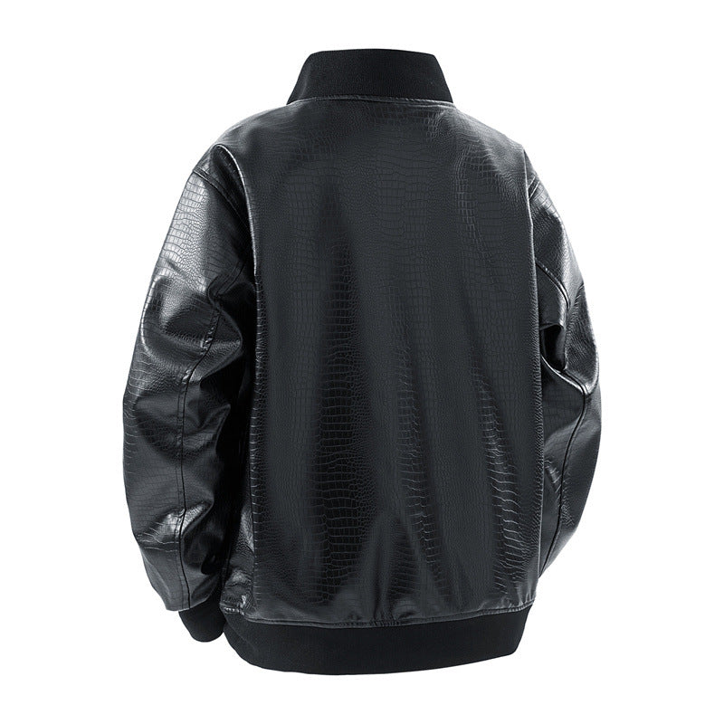 Herren Kunstleder Bomberjacke mit strukturiertem Design und praktischen Taschen Aliams