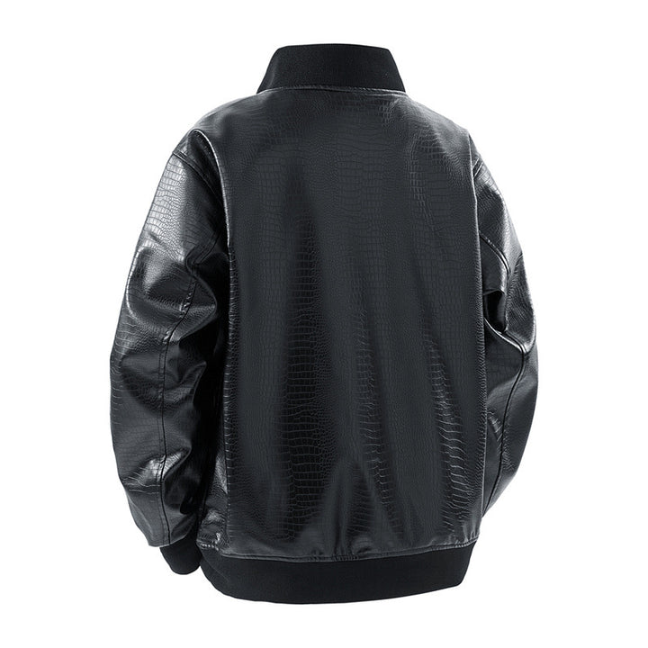 Herren Kunstleder Bomberjacke mit strukturiertem Design und praktischen Taschen Aliams