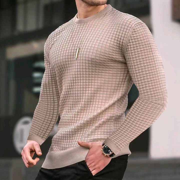 Herren strukturiertes Langarmshirt mit Rundhalsausschnitt Aliams