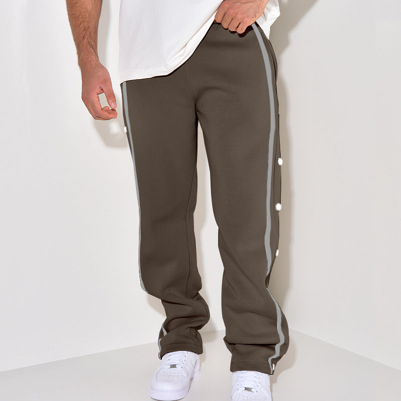 Herren Sportliche Sweatpants mit seitlichen Druckknöpfen und Kontraststreifen Aliams