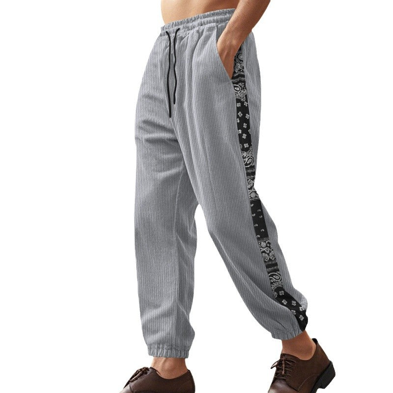 Herren entspannte Freizeithosen mit elastischem Bund und seitlichen Musterdetails Aliams