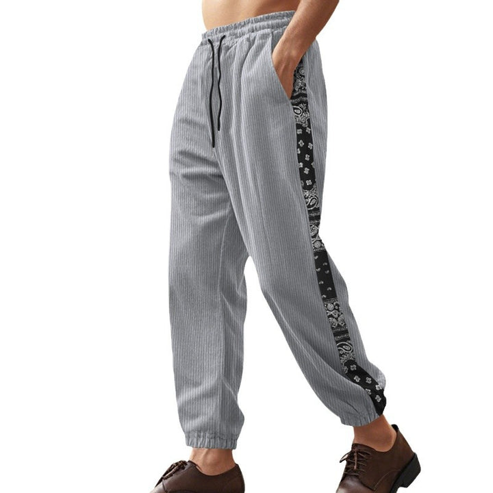 Herren entspannte Freizeithosen mit elastischem Bund und seitlichen Musterdetails Aliams