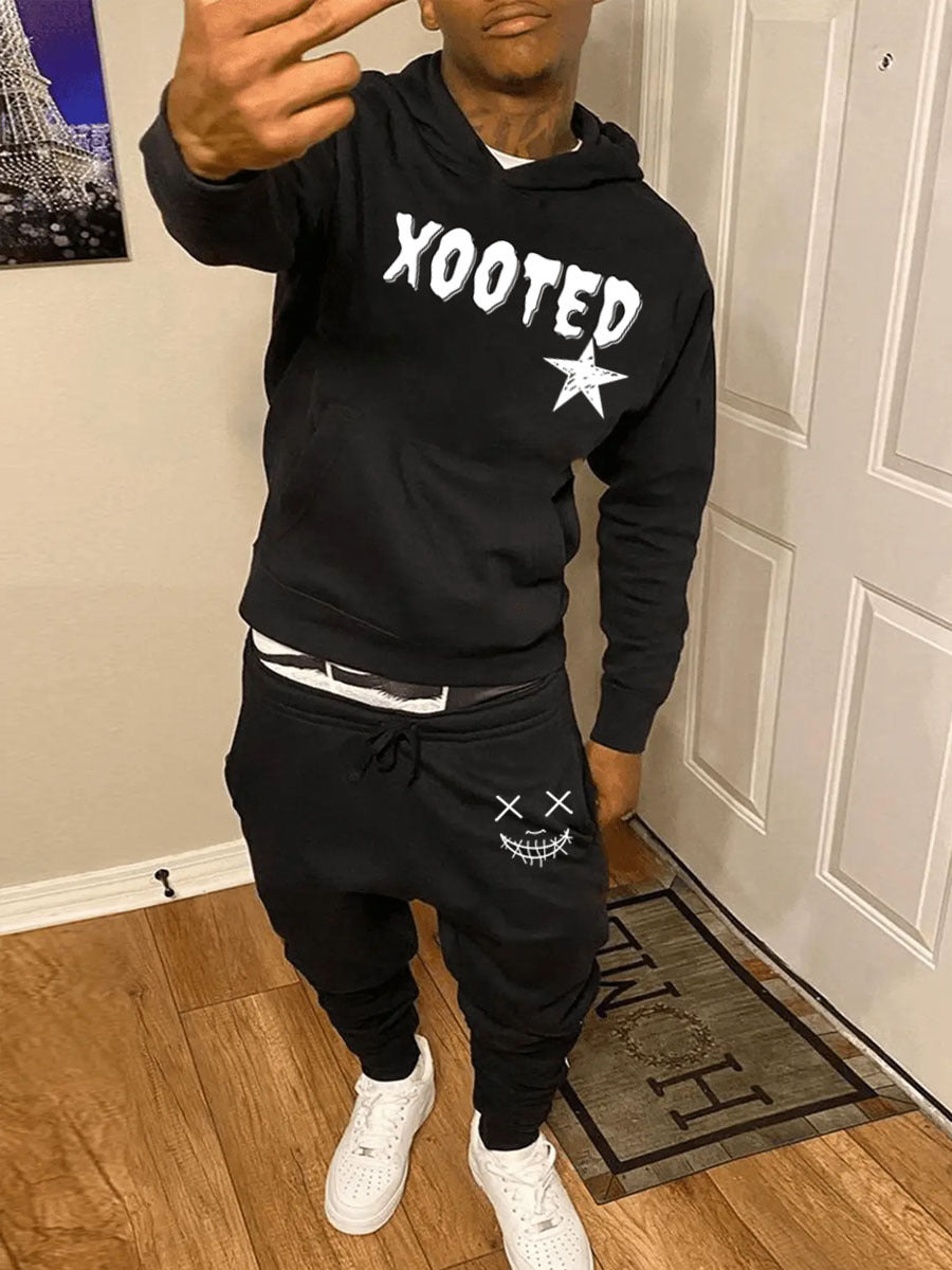 Herren Hoodie und Jogginghose Set mit modernem, auffälligem Print Aliams