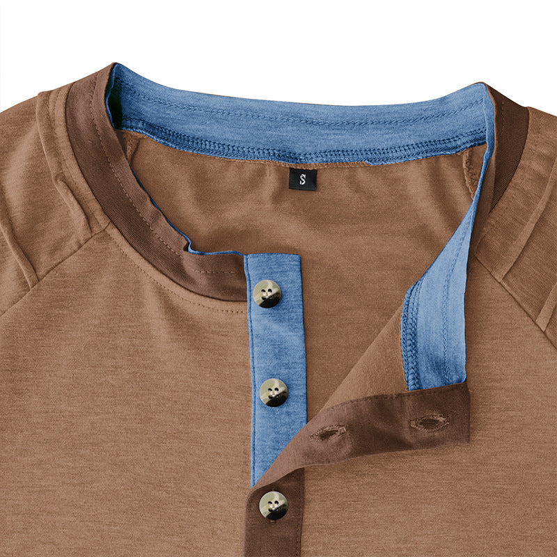 Herren Kurzarm-Henley-Shirt mit eleganter Knopfleiste und modischen Akzenten Aliams