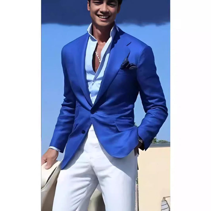 Herren eleganter Leinenblazer mit schmalem Schnitt Aliams