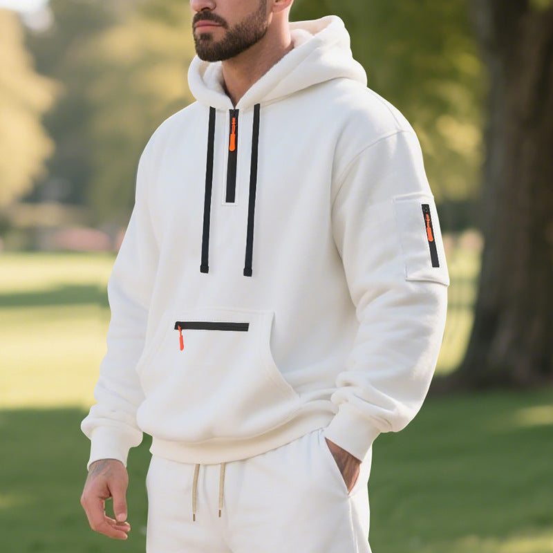 Herren Sportlicher Hoodie mit funktionalen Reißverschlusstaschen Aliams