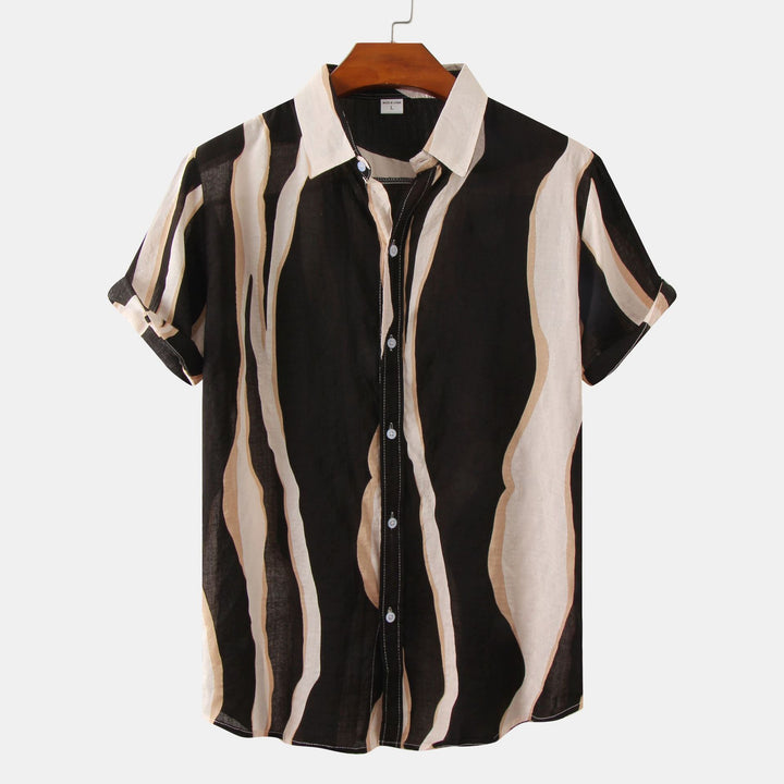 Herren Kurzarmhemd mit abstraktem Muster und leichtem Stoff Aliams