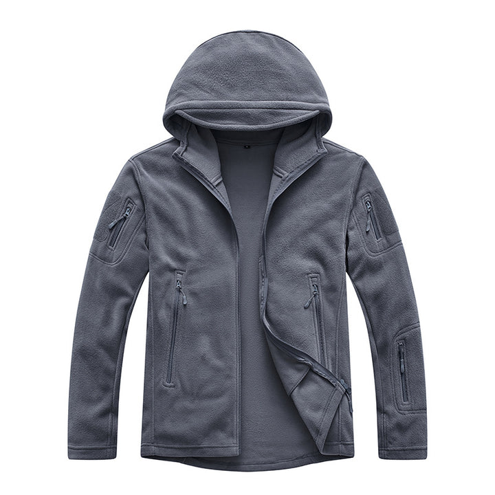 Herren Fleecejacke mit praktischen Reißverschlusstaschen und Kapuze Aliams