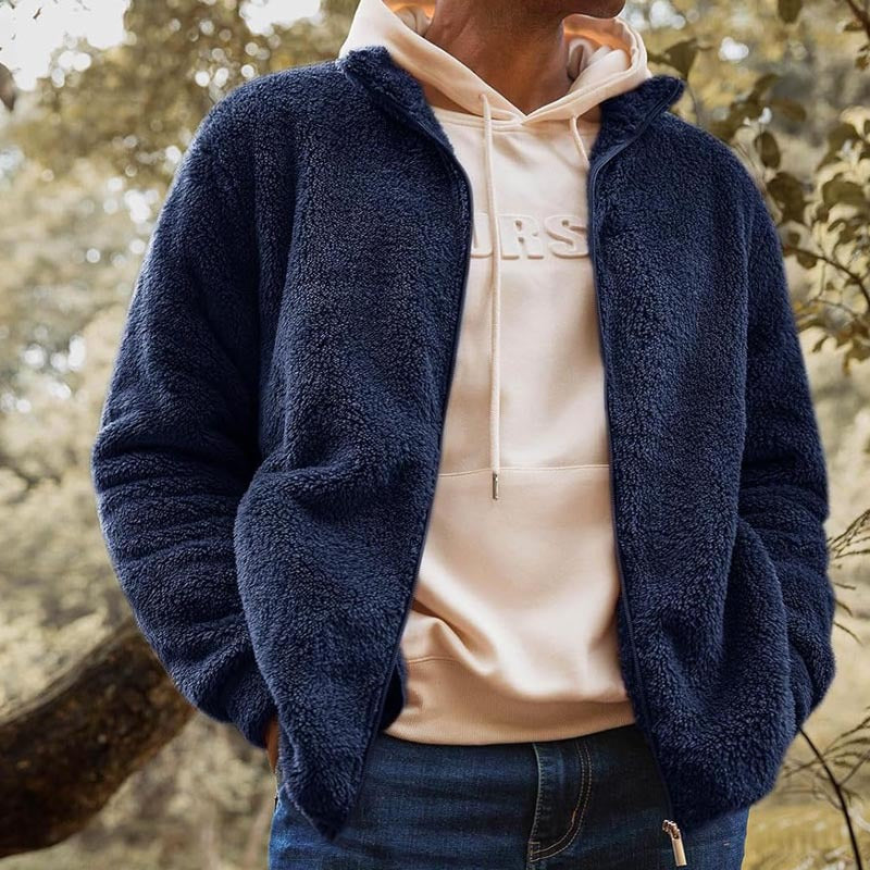 Herren Fleecejacke mit hohem Kragen und praktischen Taschen Aliams
