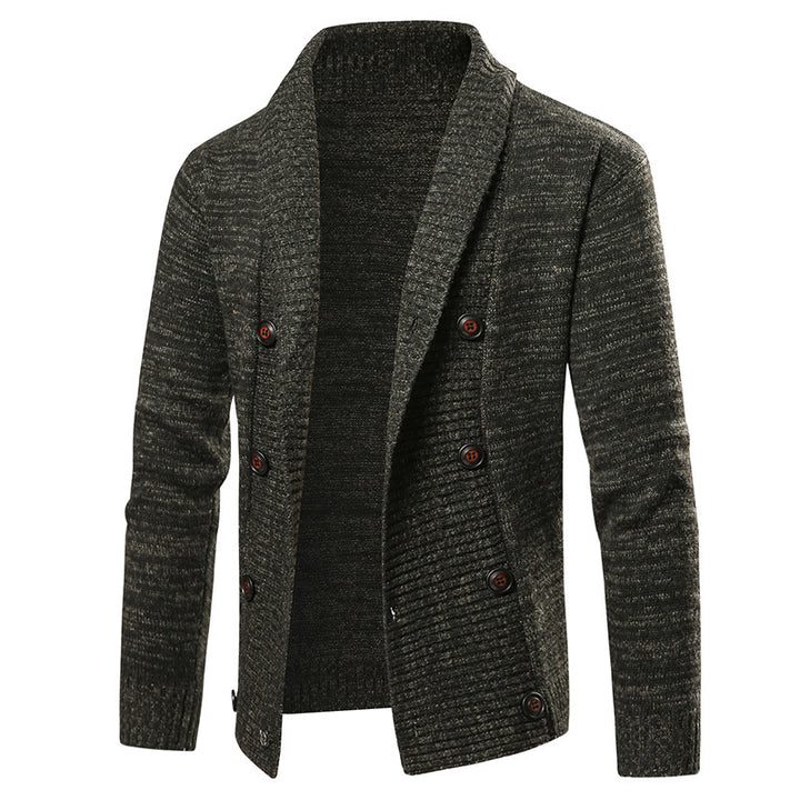 Herren hochwertige Strickjacke mit großem Revers und Knopfdetail Aliams