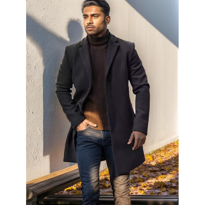 Herren eleganter langer Mantel aus hochwertigem Stoff Aliams
