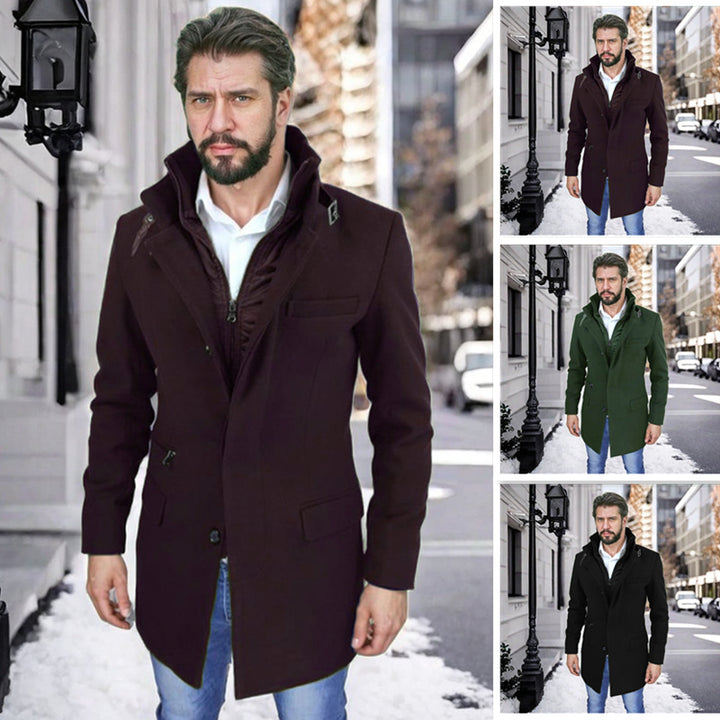Herren stylischer und funktioneller Übergangs-Mantel mit abnehmbarer Innenjacke Aliams