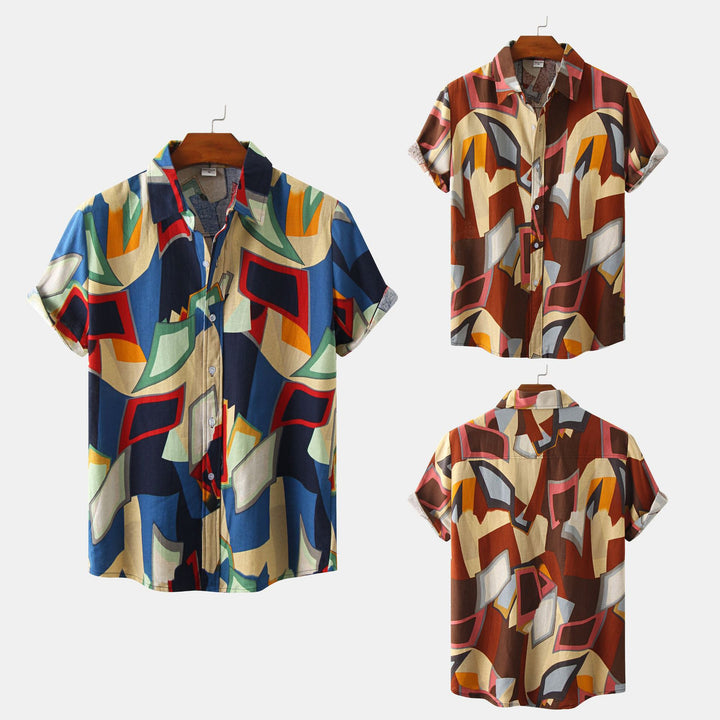 Herren Kurzarmhemd mit auffälligem Grafikdesign Aliams
