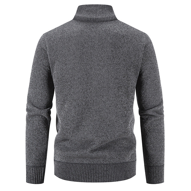 Herren elegante Strickjacke mit hohem Kragen und praktischen Reißverschlusstaschen Aliams