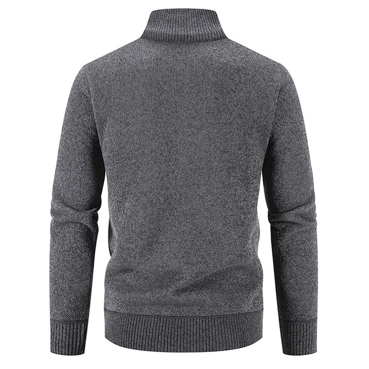 Herren elegante Strickjacke mit hohem Kragen und praktischen Reißverschlusstaschen Aliams