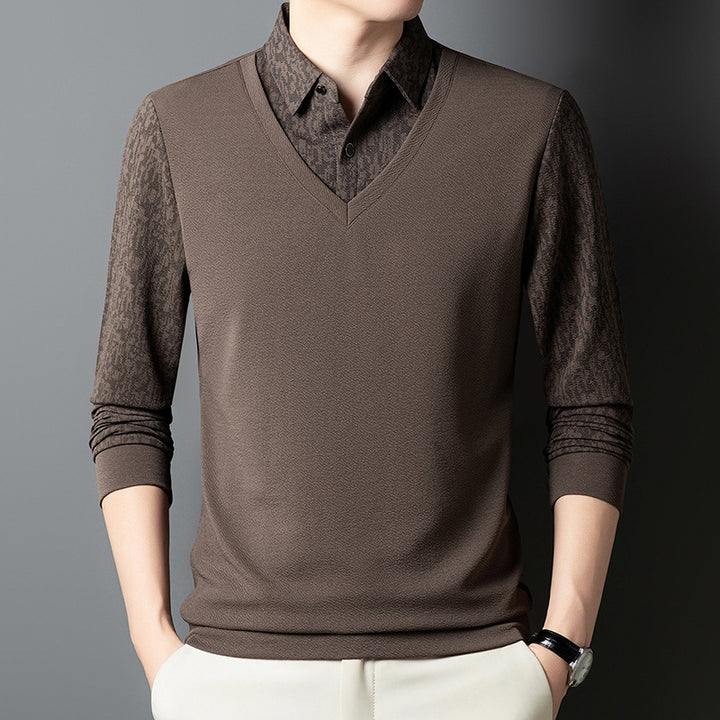 Herren eleganter V-Ausschnitt Pullover mit strukturiertem Ärmel Aliams