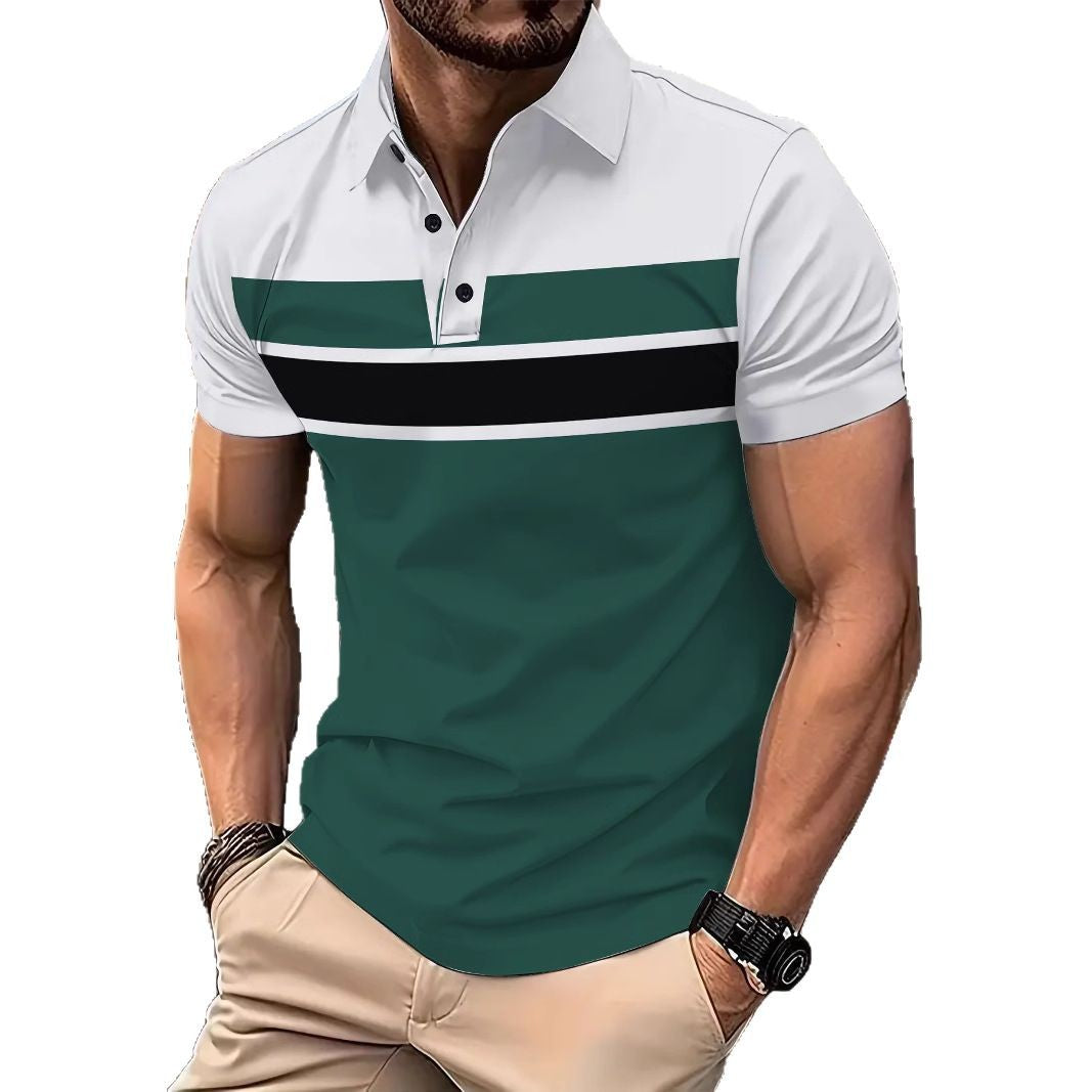 Herren Kurzarm Poloshirt mit modernem Streifenmuster Aliams