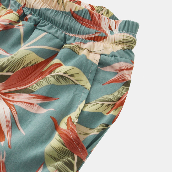 Herren Badeshorts mit tropischem Blatt- und Blumenmuster Aliams