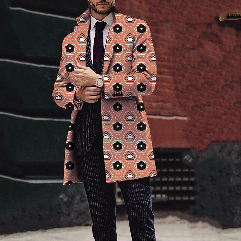 Herren Eleganter Trenchcoat mit Halloween-Motiv und klassischem Schnitt Aliams