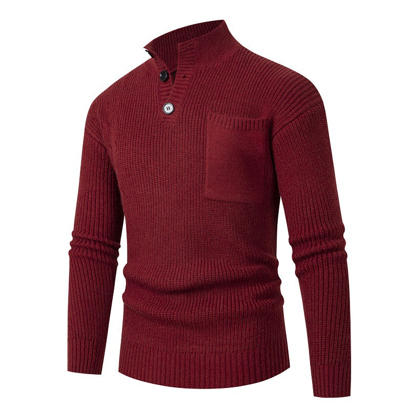 Herren Hochwertiger Pullover mit Modalmuster und Brusttasche Aliams