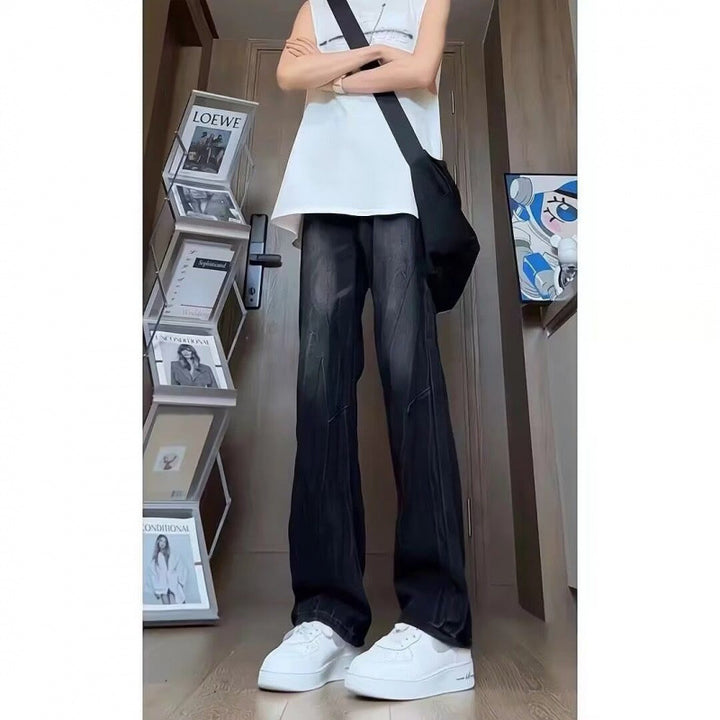 Damen lässige Wide-Leg Jeans mit stylischen Abnähern und hohen Taillen Aliams