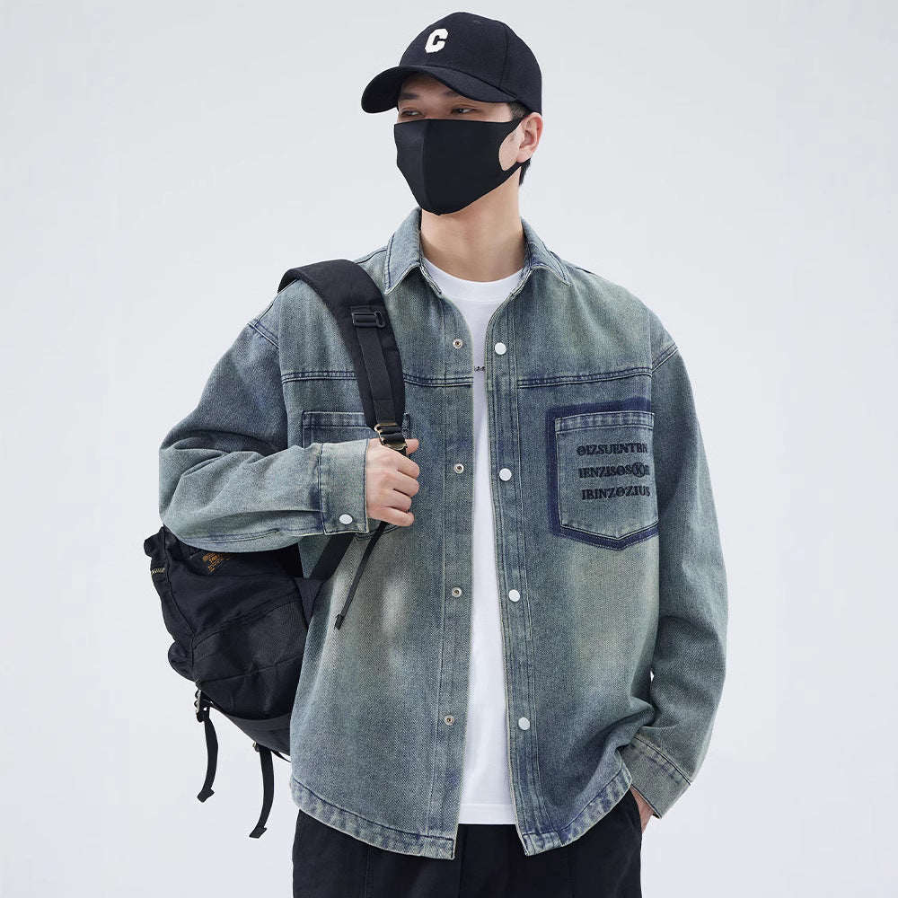 Herren Jeanshemd mit modernem Design und einzigartigen Schriftzügen Aliams