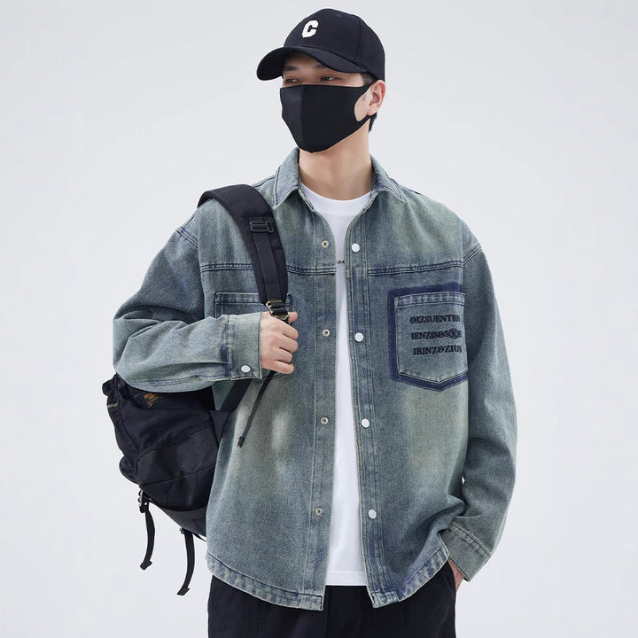 Herren Jeanshemd mit modernem Design und einzigartigen Schriftzügen Aliams